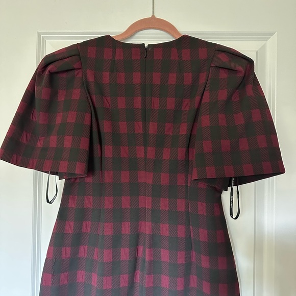 EUC Calvin Klein Short Checked Shift Dress with Oversized Puff Sleeves - Picture 6 of 9